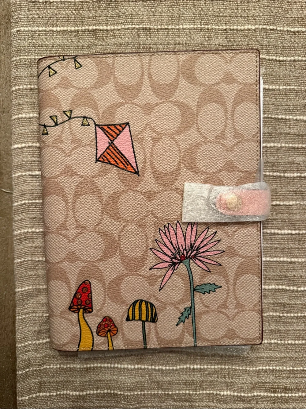 Coach Tan & Pink Floral Kite Notebook